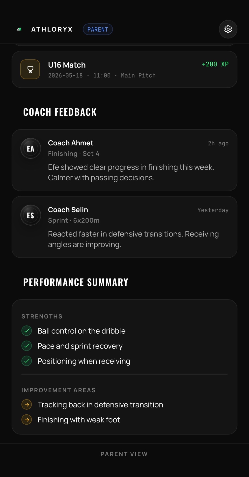ATHLORYX parent feedback